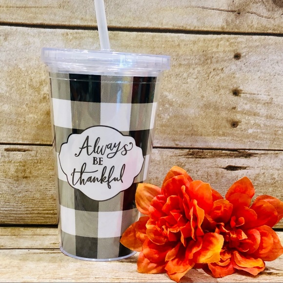 Hobby Lobby Holiday Harvest Doublewall Plastic Tumblers Lids Straw